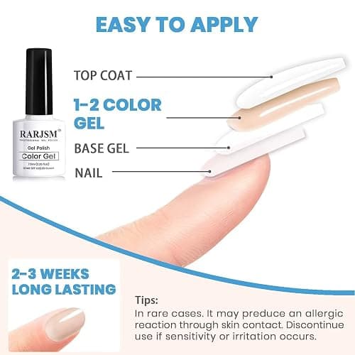 RARJSM Nude Gel Nail Polish Set of 6 Transparent Colors 7.5ml Clear Purple Sheer Wine Red Milky Mavue French Manicure LED UV Gel Soak Off Curing Requires Home thumbnail 7