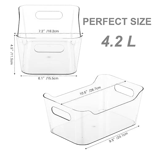 Tiawudi 12 Pack Plastic Storage Bins, Multi-Use Organizer Bins, Pantry Organizer, Clear Storage Containers for Home, Kitchen, Office, Cabinet, Shelf and Fridge Organization thumbnail 3