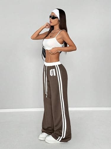 SOLY HUX Women's Baggy Sweatpants Wide Leg Ed Hardy Sweatpant Y2k Drawstring Pants Streetwear thumbnail 5