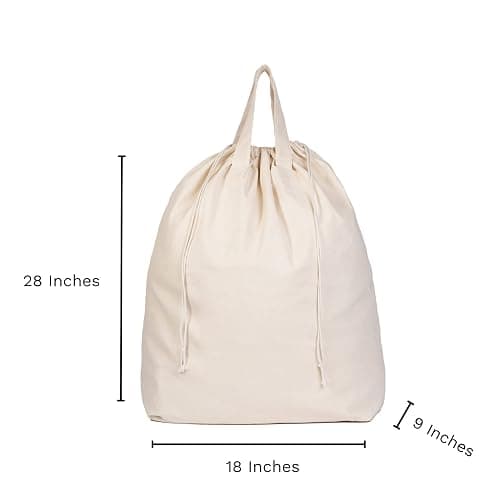 Canvas Laundry Bags - Extra Large, Heavy Duty, 100% Cotton Laundry Bag with Straps, Handles and Drawstring - College Dorm Laundry Bag in XL Size - Washable, Foldable Laundry Basket Liner (2 Pack) - 2 thumbnail 3
