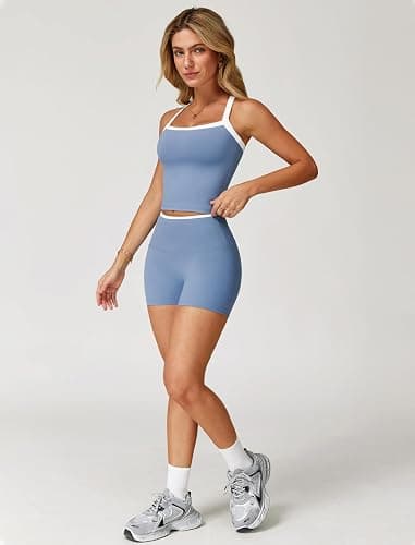 QBGJTD Two Piece Workout Sets For Women Tank Top Matching High Waist Booty Lifting Shorts Gym Yoga Active Wear Outfits thumbnail 6