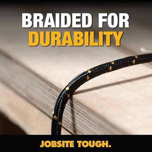 DEWALT Heavy Duty USB to Lightning Cable [Apple MFi Certified] Durable iPhone Charger, Lightning Cables, Fast Charging iPhone Charger Cord Compatible w/iPhones 14/13/12/11 Pro Max iPad AirPods, 10FT thumbnail 2