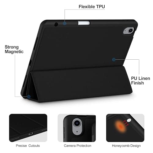Akkerds Compatible with iPad Air 11 Inch Case 7th/6th Generation (M3/M2) 2025/2024, for iPad Air 5th/4th Generation Case 10.9 Inch 2022/2020 with Pencil Holder[Auto Sleep/Wake], Black thumbnail 3