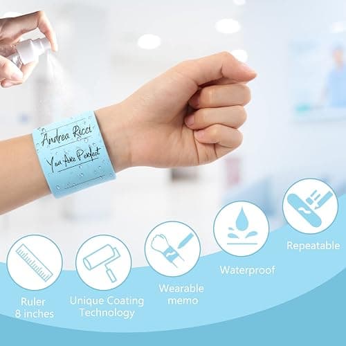 NEX&CO Wearable Nurse Notepad Wristbands, 2 Pack Silicone Reminder Bracelet Write On Memo, Dry Erase Slap Sticky Notes w/Ruler, Gifts for ADHD, Dementia, Vet Techs, ED/ER/RN Nurse, LPN/RVN (Blue) - Blue thumbnail 3