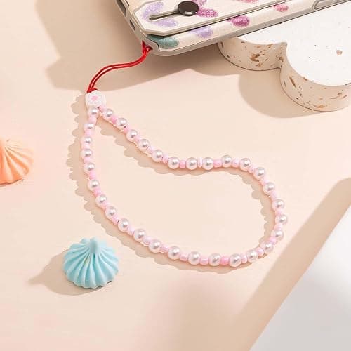 Staqlo Beaded Phone Charm Cute Fixed Beads Pearl Wristlet Chain Camera Wrist Strap CarKey Lanyard thumbnail 6