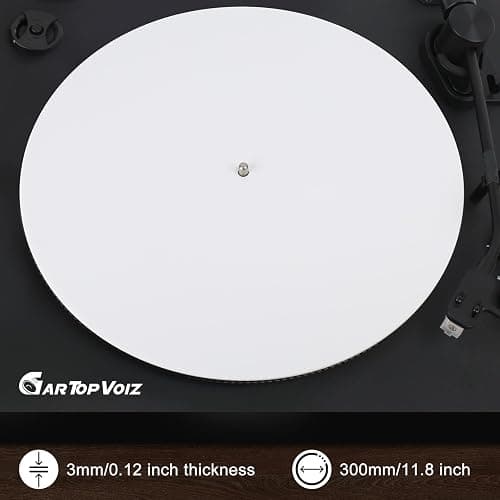 White Acrylic Turntable Slipmat for Vinyl Player, 12" Platter Mat Reduces Noise Anti-Static Turntable Accessory for Vinyl Record Players thumbnail 4