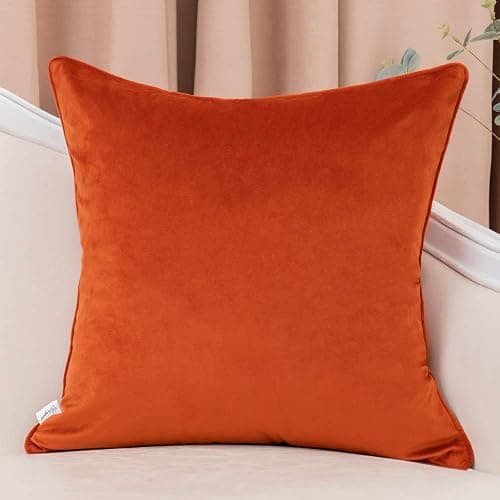 Yangest Orange Square Throw Pillow Cover Wavy Velvet Cushion Cover Modern Zippered Pillowcase for Sofa Couch Bedroom Living Room Chair, 18 x 18 Inch thumbnail 2
