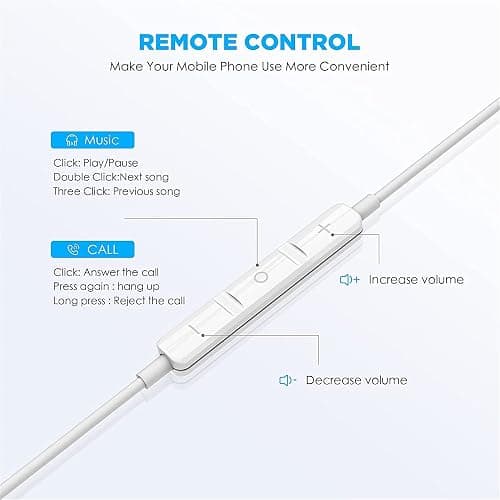 2 Pack-USB C Headphones for iPhone 17/16/15 Earbuds USB C Wired Earphones with Mic & Remote Control Noise Cancelling for iPhone 15, iPad Pro, Galaxy S23/S22/S21/S20/Ultra Note 10/20, Pixel 7/6/6a/5/4 thumbnail 3