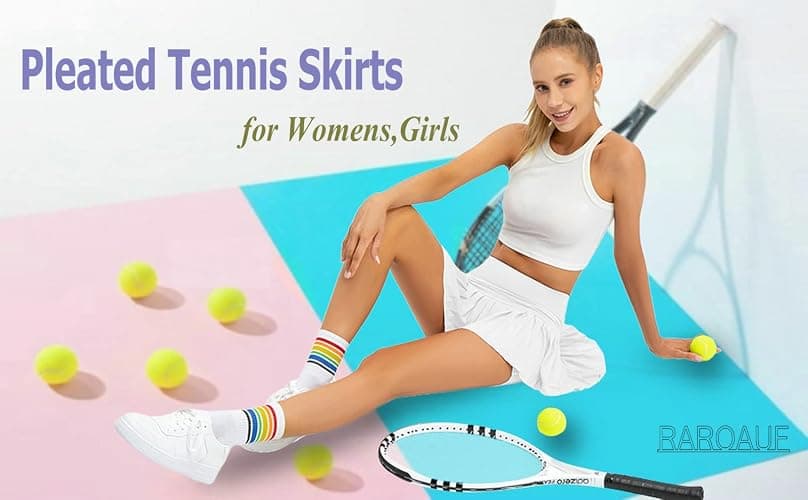 Raroauf Womens Pleated Tennis Skirts with Shorts High Waisted Mini Skirt Golf Skort Athletic Skirts Workout Pickball thumbnail 6