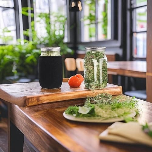 Lulonpon Sprouting Kit, 2 Sprouting Jar Kits, Wide Mouth Quart Mason Jars with Stainless Steel Screen Sprout Lids,1000ml, Stand and Canning Brush,Seed Sprouter Set for Growing Broccoli, Alfalfa thumbnail 2