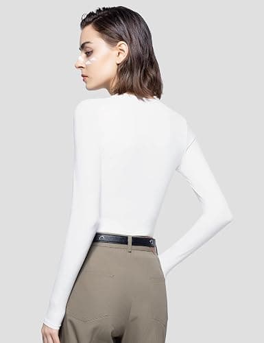 PUMIEY Women's Long Sleeve T Shirts Crew Neck Slim Fit Tops Sexy Basic Tee Smoke Cloud Pro Collection thumbnail 3