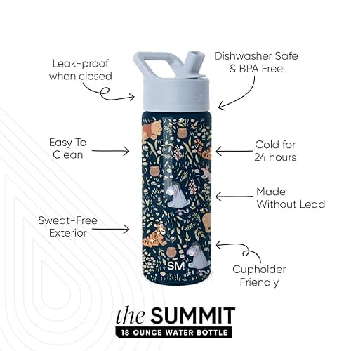 Simple Modern Kids Summit Water Bottle with Straw Lid | Disney Winnie the Pooh 18oz Stainless Steel Cup Insulated Tumbler for Girls, School | Winnie the Pooh Floral - Disney-Winnie the Pooh Floral - 18 Ounces thumbnail 3
