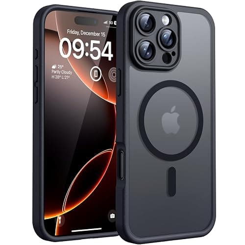 TOCOL Magnetic for iPhone 16 Pro Max Case 6.9-Inch, Fit for MagSafe, Upgraded [Full Camera Protection], [14FT Military Grade Drop Tested] Shockproof Slim Translucent Matte Back Phone Cover (Black) - Image 1