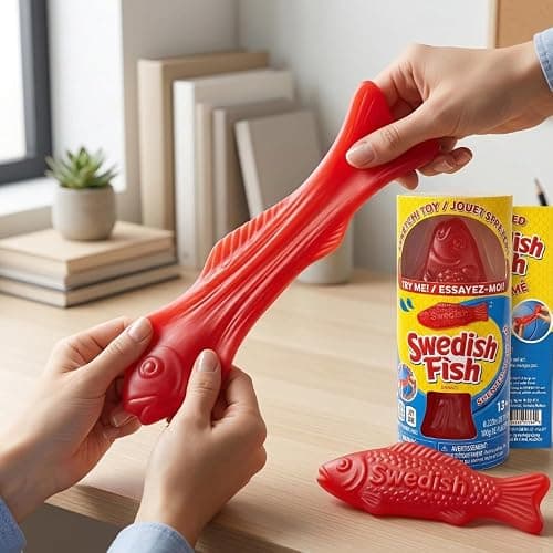 Swedish Fish Scented Squishy Toy (2-Pack Bundle) – Officially Licensed Red Fish Stretchy Sensory Fidget Toy, Sweet Scented Stress Relief & Tactile Play, 0.22 lbs Each thumbnail 4