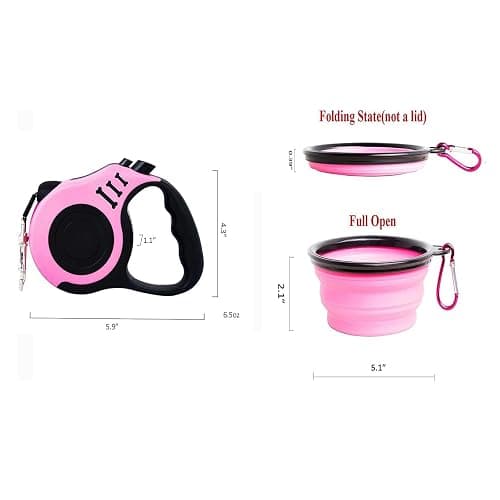 PETIMP Retractable Dog Leash Lightweight 16FT Leash, with Folding Bowl,Dispenser,Waste Bags, for Small Medium Dogs(Pink) thumbnail 5