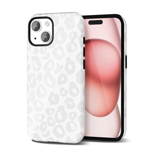 Svanove Cheetah Print Phone Case for iPhone 15 Case Girly, Cute Leopard Case for Women, Luxury Trendy Retro Cool Animal Print Design, Aesthetic Pattern Y2k Slim Hard Shell Plastic Cover, White - Image 1