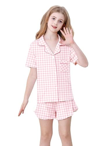 Schbbbta Girls Pajamas Set 2 Piece Button Down Pjs Soft Ruffle Sleepwear Loungewear thumbnail 5