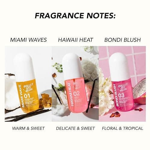 Holler And Glow Hawaii Heat Vanilla Body & Hair Mist, Body Spray For Women, Hair Perfume For Women, Delicate Peony, Amber Scented, Warm & Sweet, Travel Sized, 3.38 Fl Oz thumbnail 6