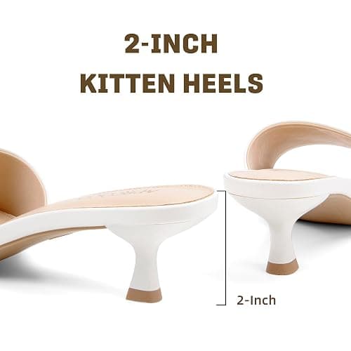 AprCoco Women Kitten Heels Sandals Low Heels Square Open Toe One Band Slip-On Heeled Mules Comfortable Dressy Vacation Sandals thumbnail 3