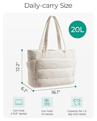 BAGSMART Tote Bag for Women, Lightweight Puffy Tote Bag with Compartments Shoulder Bag Handbag for Travel, Work, Gym thumbnail 3