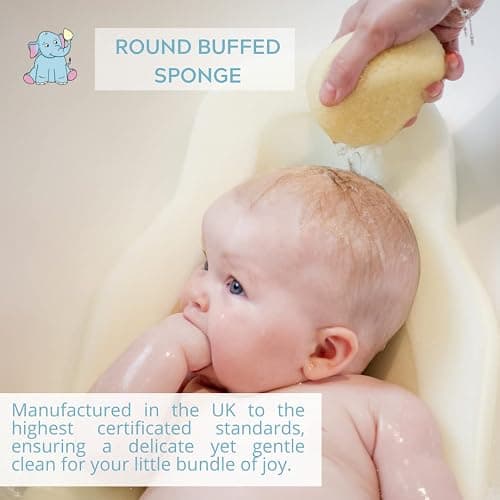 Ellie-Fant Baby Bath Foam Support Mat | 4 Pc Gift Set Includes Skid Proof & Antibacterial Cushion Seat Natural Sea Sponge and Teardrop Sponge thumbnail 7