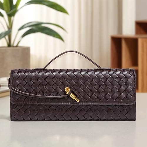 JYG Woven Handbag for Women Fashion Evening Shoulder Bag PU Leather Handmade Clutch Purse Casual Crossbody Bags 2024 thumbnail 2