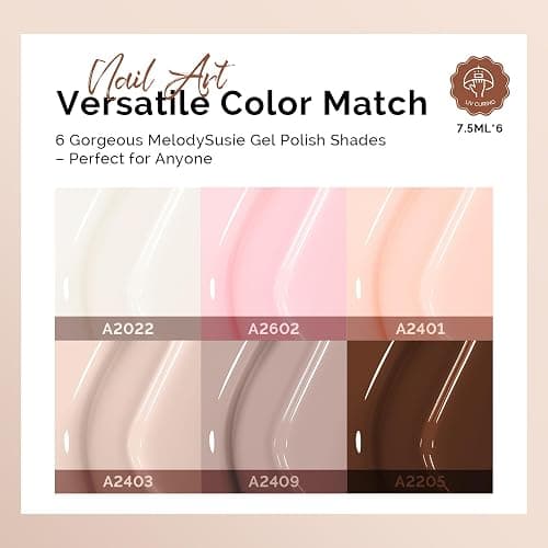 MelodySusie Nude Brown Gel Nail Polish Set - 6 Colors Milky Beige Neutral Pink Soak Off UV LED Gel Polish Gift for Women Nail Art Manicure Salon DIY Nail Design Decoration at Home thumbnail 2