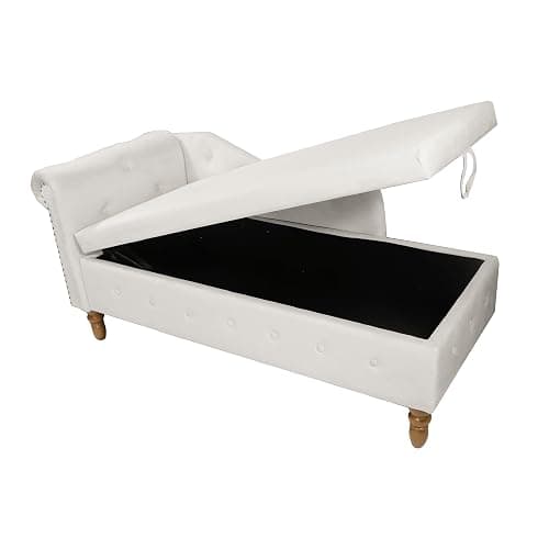 58.26 in Corner Lounge Sofa with Storage Upholstered Velvet Fabric Chaise Lounge Chair Indoor with Pillow & Nailhead Trim, Modern Sleeper Sofa Bed for Bedroom, Living Room & Apartment (Beige) thumbnail 9