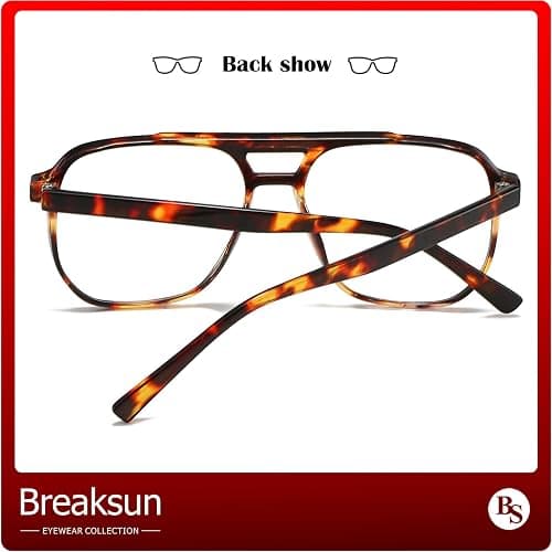 Breaksun Retro Oversized Square Glasses for Women Men Big Square Aviator Blue Light Eyeglasses thumbnail 6