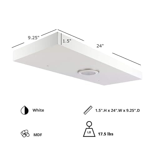 Kiera Grace Stockholm Aberg LED Light Floating Shelf, Modern Wall Shelves with Touch-Activated Lights, Ideal for Home Decor, 24", White, Pack of 1 thumbnail 2