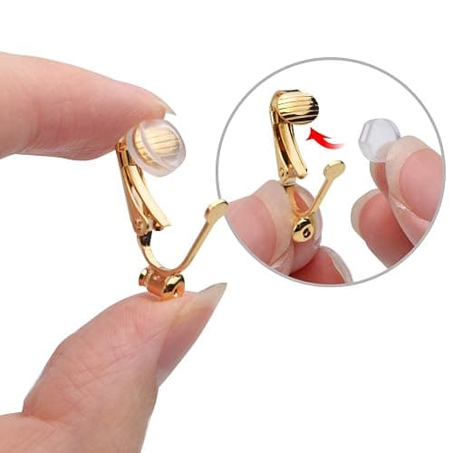 Aylifu Clip-On Earring Converters - 12 Non-Pierced Earring Clips, Silicone Pads for Jewellery Making - Silver and Gold thumbnail 4