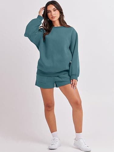 ANRABESS Women 2 Piece Outfits Sweat Shorts Sets 2025 Oversized Casual Lounge Matching Set Sweatsuit Tracksuit Fall Clothes thumbnail 7