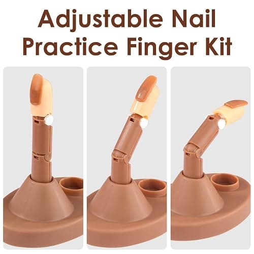 Acrylic Nail Practice Finger Kit, BORNBYME Acrylic Nail Training with 1 Base Stand, 3 Adjustable Fake Fingers, 100 Brown Nail Tips, Movable Training Nail Practice for Nail Beginner… thumbnail 4