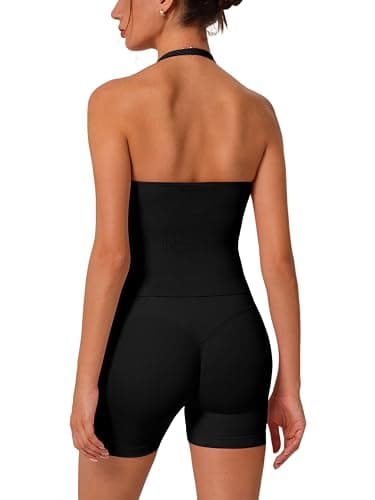 ABOCIW Workout Sets for Women 2 Piece seamless Halter Sports Bra Scrunch Butt Impact Shorts Gym Yoga Outfits thumbnail 7