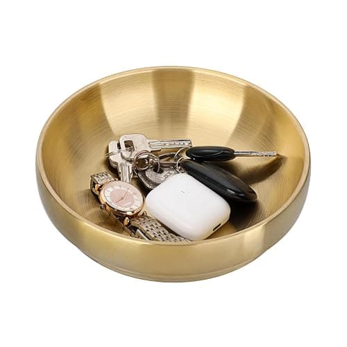 GUSHBIN 7.4 Inch Key Bowl for Entryway Table,Gold Decorative Bowl for Keys | Key Dish for Organizing Tabletop, Catch All Bowls for Kitchen Counter, Coffee Table, Home Decor - Image 1