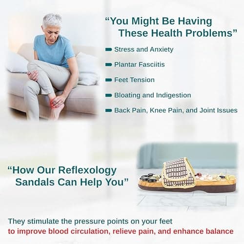 Comfecto Wooden Acupressure Sandals with Natural Stone, Therapeutic Reflexology Sandals for Foot Pain Relief Gifts for Wellness, Men 6.5-7 / Women 7.5-8.5 Feet Size thumbnail 3