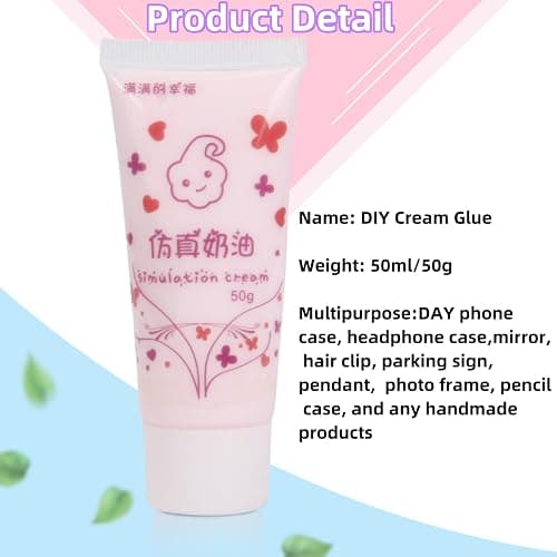Cream Glue for DIY Crafts, 4pcs (50ml Each) White Decoden Cream DIY Phone Case Kit with 4pcs Piping Tips, Perfect for Handmade Crafts and Decorations (White) thumbnail 2