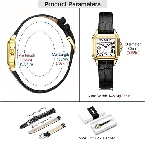 Szaikyri Classic Square Watches for Women with Roman Numerals Ladies Casual Dress Watch thumbnail 6