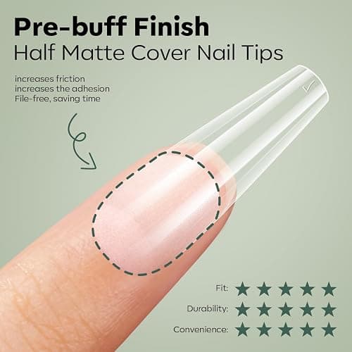 modelones X Nail Gel Kit, Fake Nails Long Coffin, 9-in-One Glue Prep Dehydrator & Portable Mini U V Light Acrylic Clipper, 500Pcs Coffin Tips for Extension Kit DIY Salon Home Gifts for Women thumbnail 8