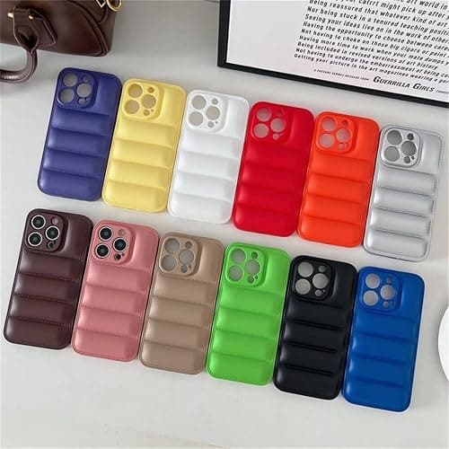 Case for iPhone 17 Pro Max,Luxury Down Pure Jacket Soft Unzip Sofa Silicone Puffer Touch Cloth Portection Shockproof Girls Women Phone Case for iPhone 17 Pro Max,6.9 inch 2025 (White) thumbnail 5
