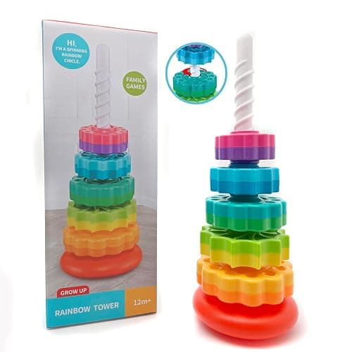 LUCKFUTURE Spinning Stacking Toys, Educational Toddler Toy Stacking Rings Baby Toys, Montessori Toy for Girls and Boys, Spin Gears Christmas Birthday Gift for 1-3 Year Old thumbnail 7