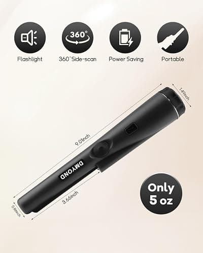 Dmyond Metal Detector Pinpointer, Professional Waterproof Handheld Pin Pointer Wand, Search Treasure Pinpointing Finder Probe with 9V Battery for Adults, Kids, Black thumbnail 3