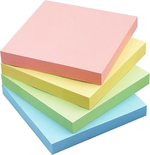 UNZE Sticky Notes - 400 Sheets, 4 Pastel Colors Pads (3x3 Inches) Removable Self-Adhesive Memo Notes for Daily Planning at Home, Office & School | 4 Pads of 100 Sheets Each. - Image 1