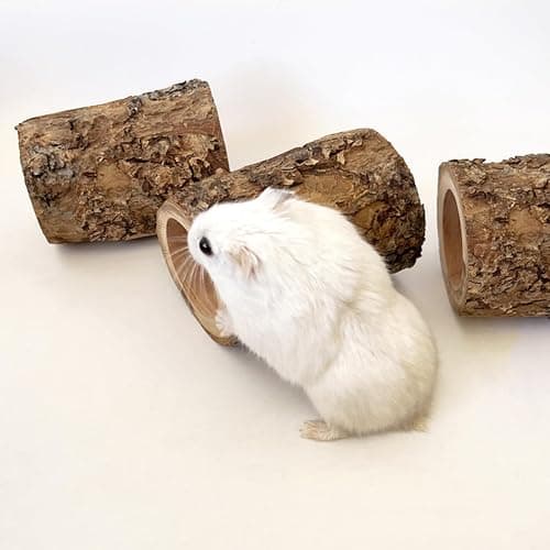 3PCS Natural Apple Wooden Hamster Mouse Tunnel Tube Toy, Hamster Hideout for Hamsters Mouse Gerbils Mice Rat, Cage Accessories for Hiding and Resting thumbnail 5
