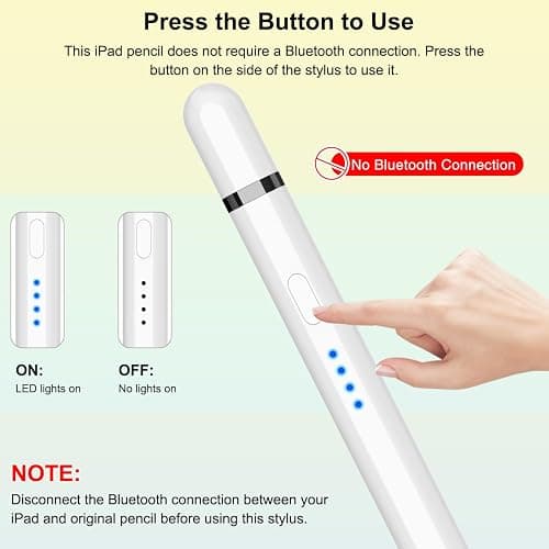Pencil 1st Generation for iPad (2026-2018), iPad Pencil USB C Fast Charging | Tilt Sensitivity and Palm Rejection, Compatible with iPad 6-10/A16, Pro M4/M5/11",12.9", Mini 5-7, Air 3-5/M2/M3/M4 (White) thumbnail 5