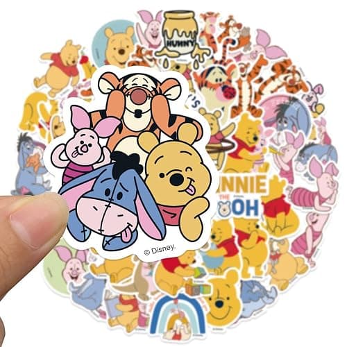 50pcs Cartoon Winnie Pooh Bear Stickers for Kids,Vinyl Waterproof Princess Decal for Water Bottle Laptop Toy Sticker for DIY Decorate Bumper Phone Hard Hat Kids Teens Gifts (Bear) thumbnail 4