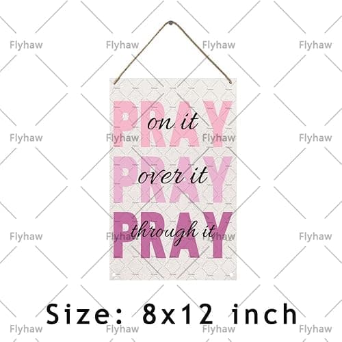 Pink Pray Over It Wall Decor Wooden Decor Inspirational Decor Signs Pink Wall Wooden Hanging Sign For Room Decor For Teen Girls Office Living Room 8x12 Inches thumbnail 2