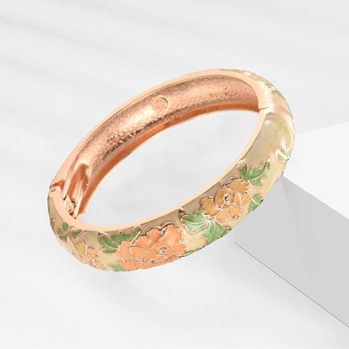 UJOY Cloisonne Bangles Gorgeous National Floral Panda Set Enameled Plated Handcrafted Bracelets Jewelry Gifts 55C43 thumbnail 5