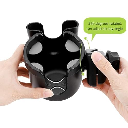 Accmor Stroller Cup Holder with Phone Holder, Bike Cup Holder, Universal Cup Holder for Uppababy Nuna Strollers, 2-in-1 Drinks Holder for Walker, Wheelchair, Scooter thumbnail 6