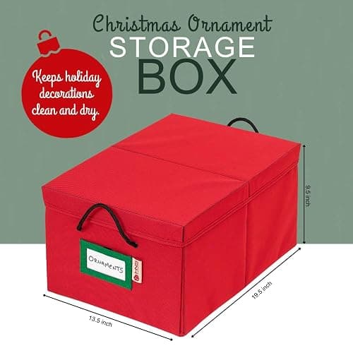 HOLDN’ STORAGE Christmas Ornament Storage Box with Dividers, Holds 72 Ornaments (3 Inch), Large Ball Storage Container with 3 Removable Trays, Durable and Portable - Red thumbnail 3